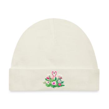 Der Flanschflamingo tropisch - Baby Premium Organic Mütze - Naturweiß - Vorne