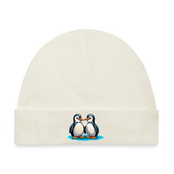 Zwei Pinguine - Baby Premium Organic Mütze - Naturweiß - Vorne
