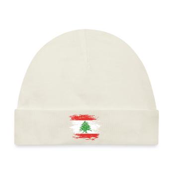 Libanon Flagge used - Baby Premium Organic Mütze - Naturweiß - Vorne