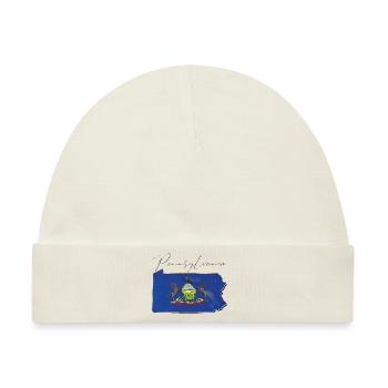 Pennsylvania Flagge in Pennsylvania Landkarte PA - Baby Premium Organic Mütze - Naturweiß - Vorne