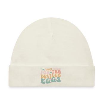 Ich bin nur wegen der teuflischen Eier hier - Baby Premium Organic Mütze - Naturweiß - Vorne
