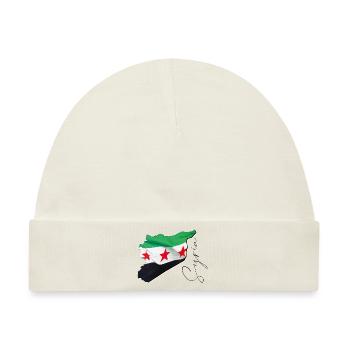 Syrien Flagge in der Syrien Landkarte EN - Baby Premium Organic Mütze - Naturweiß - Vorne