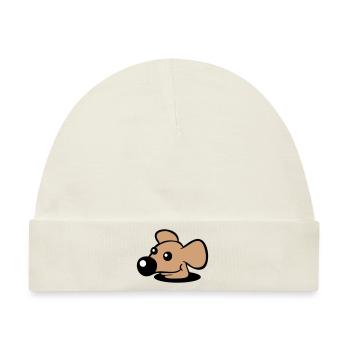 Maus Große Nase Boden Loch Mauseloch Guckt Süß - Baby Premium Organic Mütze - Naturweiß - Vorne