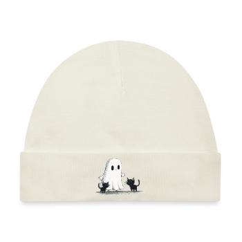 Geist Schwarze Katzen Halloween Geist - Baby Premium Organic Mütze - Naturweiß - Vorne