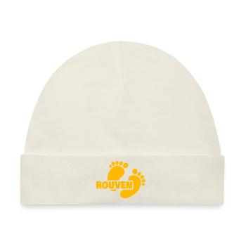 Rouven als Geburt - Baby Premium Organic Mütze - Naturweiß - Vorne