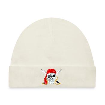 Piratenschädel mit Schwertern Jolly Roger Design - Baby Premium Organic Mütze - Naturweiß - Vorne
