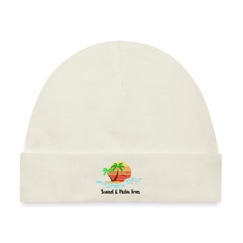 Sunset & Palm Trees - Baby Premium Organic Mütze - Naturweiß - Vorne