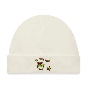 Eule - Yippie Yeah! - Baby Premium Organic Mütze - Naturweiß - Vorne