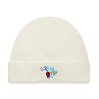 Marienkäfer und Vergissmeinnicht Design von Jimkins - Baby Premium Organic Mütze - Naturweiß - Vorne
