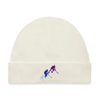 Eisbahn Hockey Silhouette Animation - Baby Premium Organic Mütze - Naturweiß - Vorne