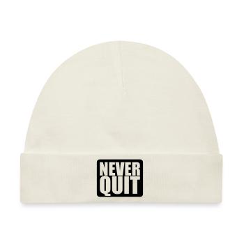 logo never quit button gewinner stars sieger sport - Baby Premium Organic Mütze - Naturweiß - Vorne