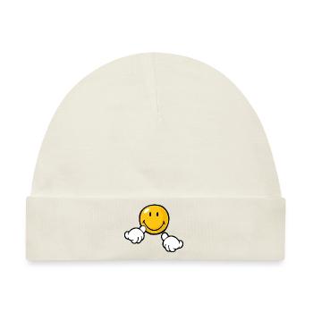 Smiley Attention - Baby Premium Organic Mütze - Naturweiß - Vorne