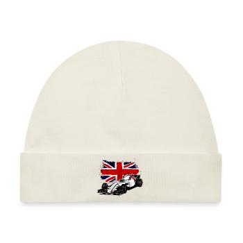 Racecar - Rennauto - Union Jack - UK Flag - Baby Premium Organic Mütze - Naturweiß - Vorne