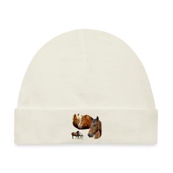 Pferde Wild Hengst & Stute Pferd und Ponys Kopf - Baby Premium Organic Mütze - Naturweiß - Vorne