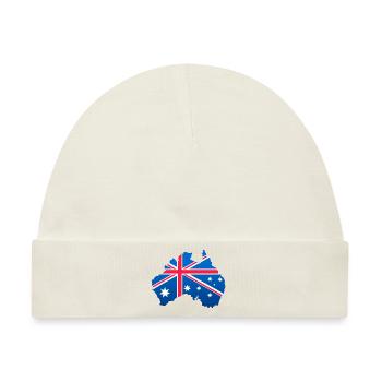 Australische Flagge in Form des Kontinents - Baby Premium Organic Mütze - Naturweiß - Vorne