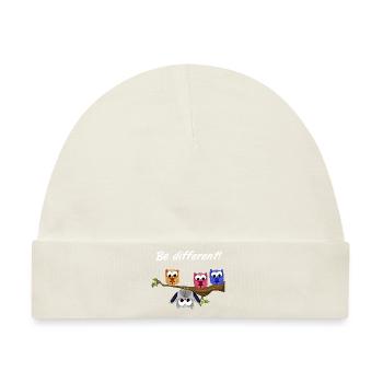 Be Different! - Süßer Fun Spruch - Eulen Motto - Baby Premium Organic Mütze - Naturweiß - Vorne
