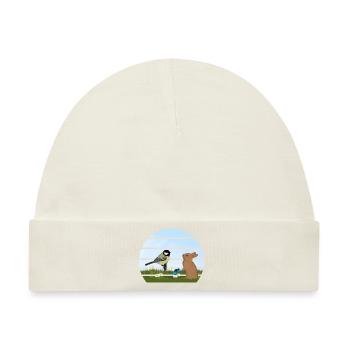 Kohlmeise Vogel Kaninchen Ostern Frühling - Baby Premium Organic Mütze - Naturweiß - Vorne