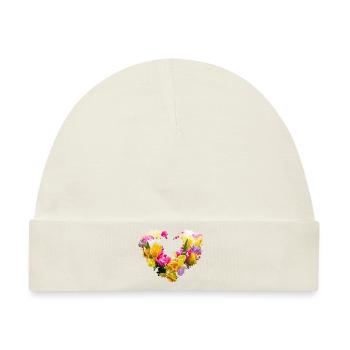 blumenherz,herz,blumen,foto,bunte blumen - Baby Premium Organic Mütze - Naturweiß - Vorne