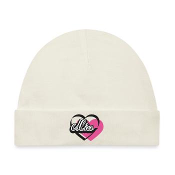 Name Mia Herz - Baby Premium Organic Mütze - Naturweiß - Vorne