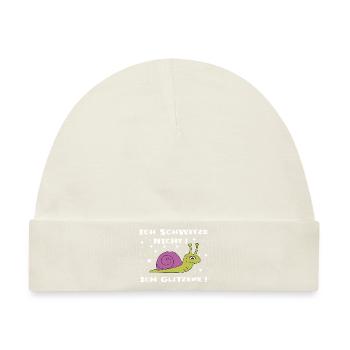 Lustiger Fitness-Spruch Schnecke - Baby Premium Organic Mütze - Naturweiß - Vorne