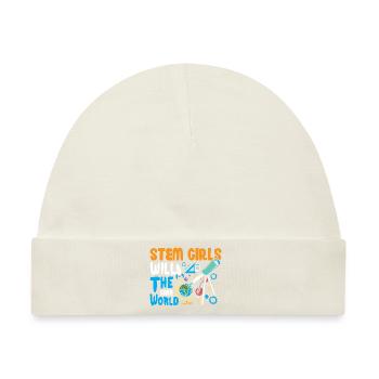 Stem Girls will save the world - Baby Premium Organic Mütze - Naturweiß - Vorne