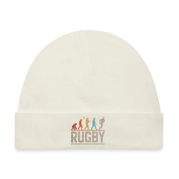 Evolution Man Rugby Spaß für Rugbyspieler - Baby Premium Organic Mütze - Naturweiß - Vorne