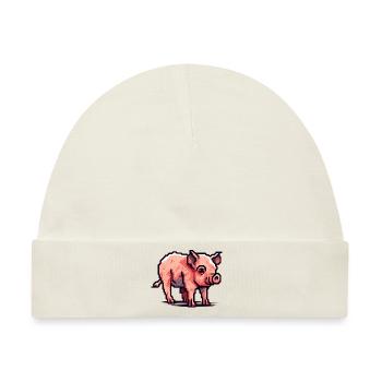 Minimalistisches schönes kleines Schwein - Baby Premium Organic Mütze - Naturweiß - Vorne