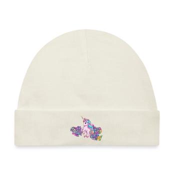 Liebenswürdiges Einhorn im Blumenfeld - Baby Premium Organic Mütze - Naturweiß - Vorne