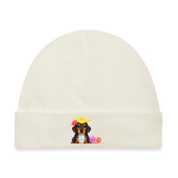 Bachelor Dachshund Schulabschluss Studium Hunde - Baby Premium Organic Mütze - Naturweiß - Vorne