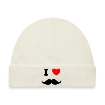 I ♥ Moustache - Baby Premium Organic Mütze - Naturweiß - Vorne