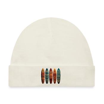 Polynesische Kunst auf verschiedenen Surfboards - Baby Premium Organic Mütze - Naturweiß - Vorne