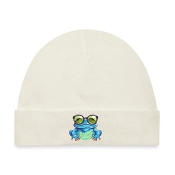 Süßer Frosch mit Brille – Nerdiges - Baby Premium Organic Mütze - Naturweiß - Vorne