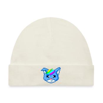Pixelart Blaufuchs - Baby Premium Organic Mütze - Naturweiß - Vorne