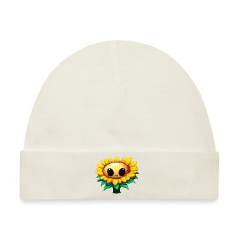 Kawaii Sonnenblume: Niedliche Sommerblume mit groß - Baby Premium Organic Mütze - Naturweiß - Vorne