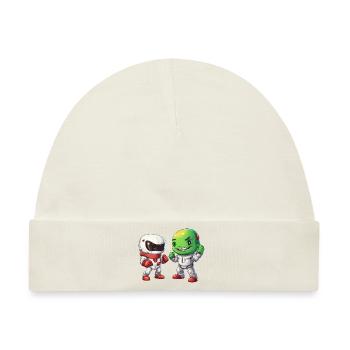 Grüner Alien & Astronaut: Bro Fist im Weltraum - Baby Premium Organic Mütze - Naturweiß - Vorne