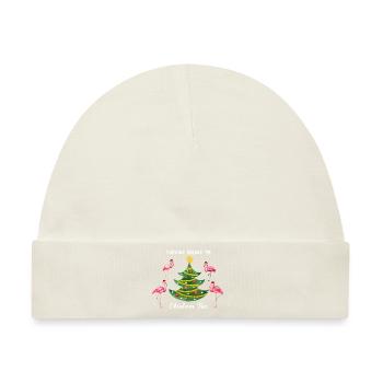 Flamingos schwärmen um den Weihnachtsbaum - Baby Premium Organic Mütze - Naturweiß - Vorne