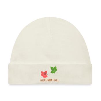 Herbst-Herbst-Lustiges Ahornblatt-Witz-Cartoon-Design - Baby Premium Organic Mütze - Naturweiß - Vorne