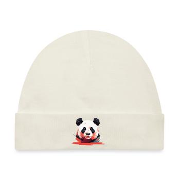 Urban Panda Poly Art Pandabär Polygonen Design - Baby Premium Organic Mütze - Naturweiß - Vorne
