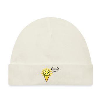 Eis als Sonne schmilzt mit witzigem Spruch - Baby Premium Organic Mütze - Naturweiß - Vorne