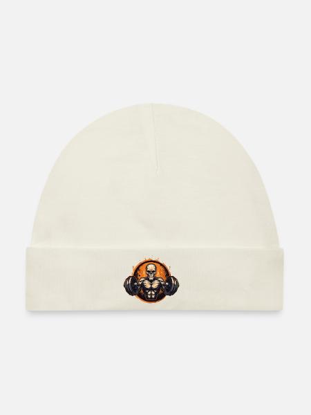 gym skull - Baby Premium Organic Mütze - Naturweiß