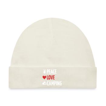 Peace Love Camping - Camping - Spruch - Baby Premium Organic Mütze - Naturweiß - Vorne