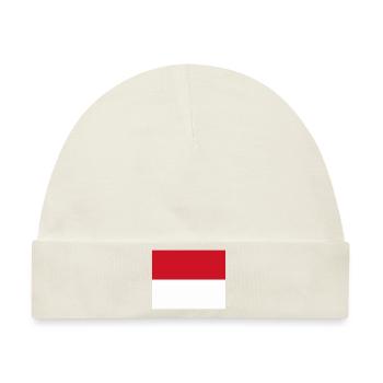 Flagge von Monaco / Drapeau Monaco - Baby Premium Organic Mütze - Naturweiß - Vorne