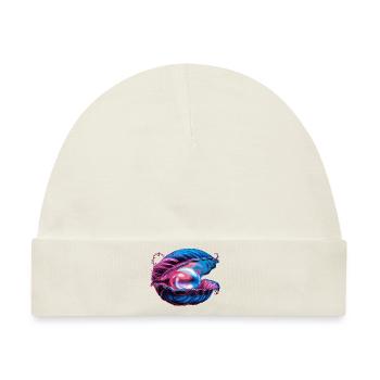 Muschel mit einer Perle für einen Strandmuschel - Baby Premium Organic Mütze - Naturweiß - Vorne