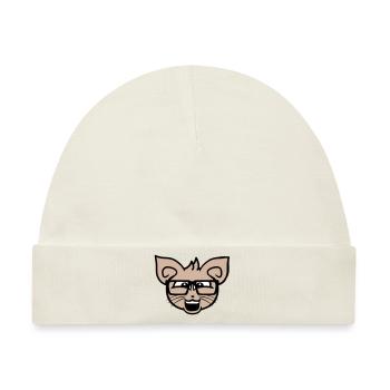 Nerd Katze Hornbrille Geek Schlaues Kätzchen Kopf - Baby Premium Organic Mütze - Naturweiß - Vorne