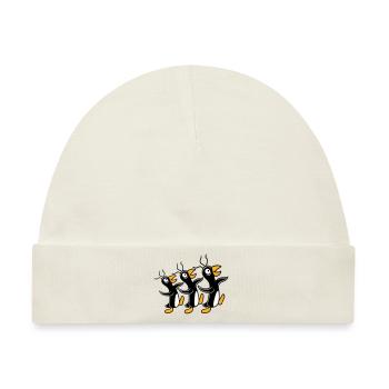 3 verrückte Pinguine laufen dumm Team Freunde Crew - Baby Premium Organic Mütze - Naturweiß - Vorne