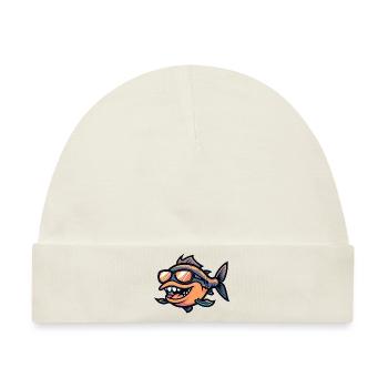 Piranha Fische Comic Cool - Baby Premium Organic Mütze - Naturweiß - Vorne