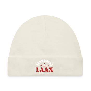 Laax Souvenir Ski- und Snowboard Resort Schweiz Alpen - Baby Premium Organic Mütze - Naturweiß - Vorne