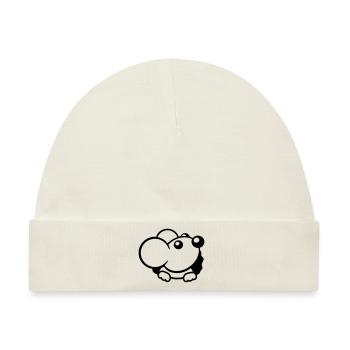 Maus Wand Loch Mauseloch Guckt Süß Lustig Comic - Baby Premium Organic Mütze - Naturweiß - Vorne