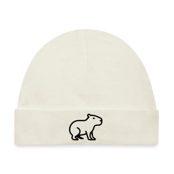 Capybara Minimalistisch Logo - Baby Premium Organic Mütze - Naturweiß - Vorne