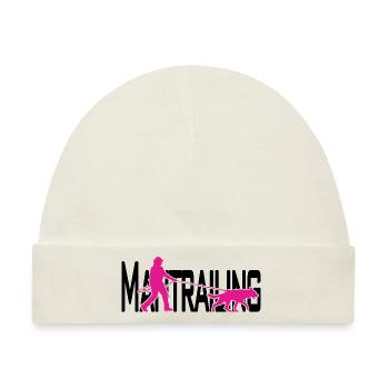 Mantrailing Pink/Schwarz - Baby Premium Organic Mütze - Naturweiß - Vorne